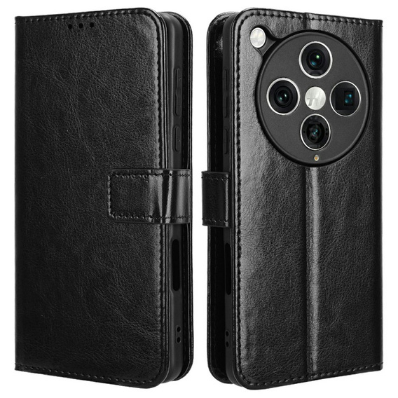 Θήκη με πτερύγιο για Oppo Find X8 Pro, Crazy Horse Wallet, μαύρη