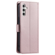 θήκη πτερύγιο για Samsung Galaxy S25, Rhombus Crossbody Leather, ροζ rose gold