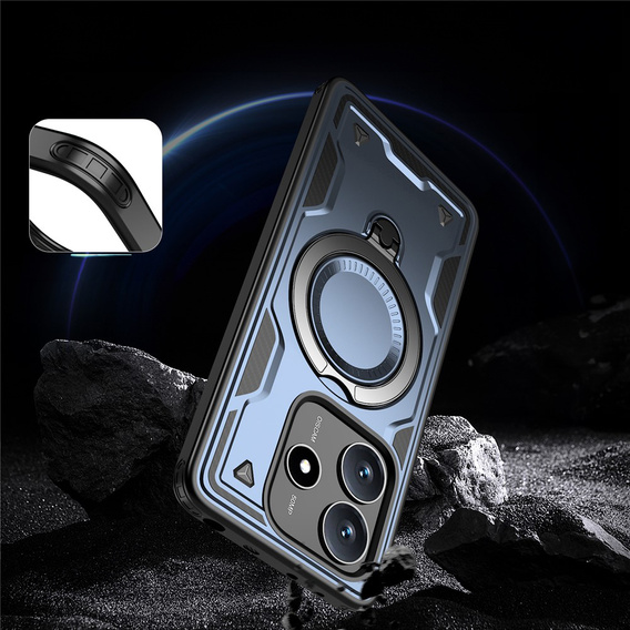 Θήκη για Xiaomi Redmi Note 14 5G, Στρατιωτικό MagSafe, μπλε + γυαλί 9H