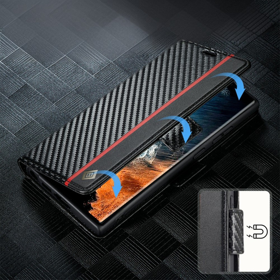 Θήκη με πτερύγιο για Samsung Galaxy S25 Ultra, Carbon LC.IMEEKE, μαύρη