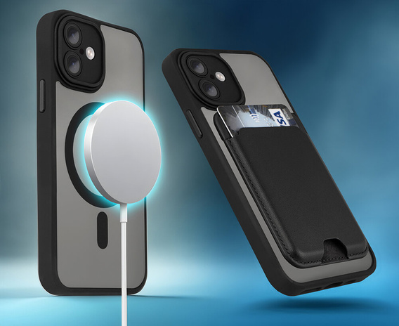 Θήκη για iPhone 16, για MagSafe, ERBORD Μatt Case, μαύρη + Γυαλί οθόνης