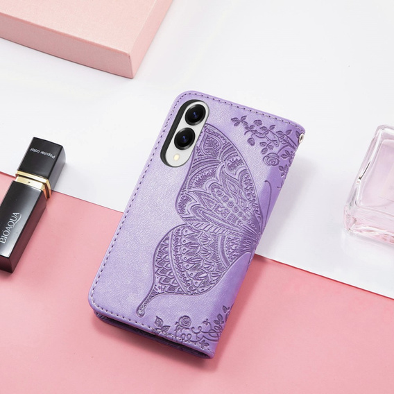 Θήκη με πτερύγιο για Samsung Galaxy S25 Edge, Butterfly, μωβ
