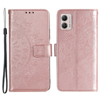 Θήκη με πτερύγιο για Motorola Moto G53 5G, Mandala Flower, ροζ rose gold