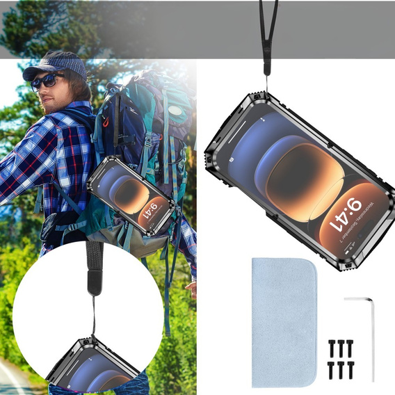 Θωρακισμένη θήκη για iPhone 16 Pro, R-JUST, μαύρη