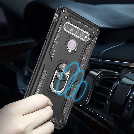 θωρακισμένη θήκη για LG K61, Nox Case Ring, μαύρη