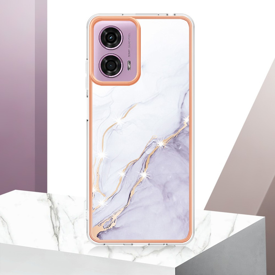 Προστατευτική θήκη για Motorola Moto G24 / G24 Power / G04, Marble Slim Case, λευκή