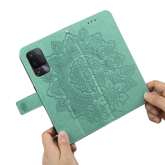 Θήκη με πτερύγιο για Oppo Reno5 Z / A94 / A95 5G, Mandala, πράσινη