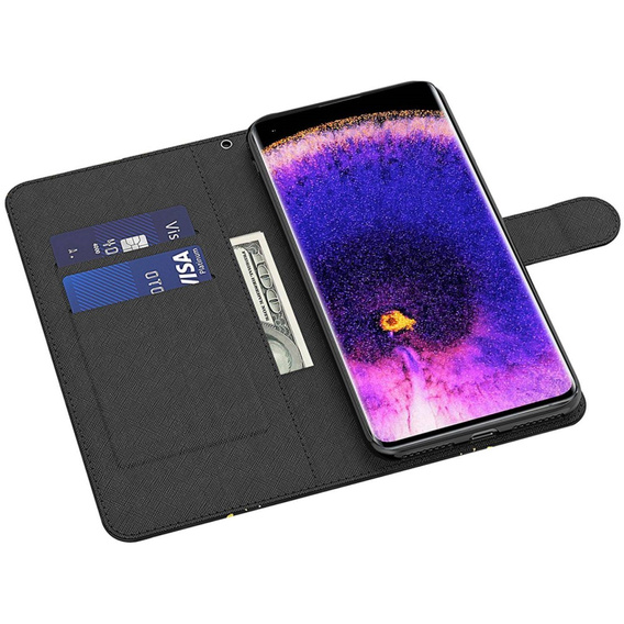 Θήκη με πτερύγιο για Oppo A17, Wallet, Butterflies χρυσή