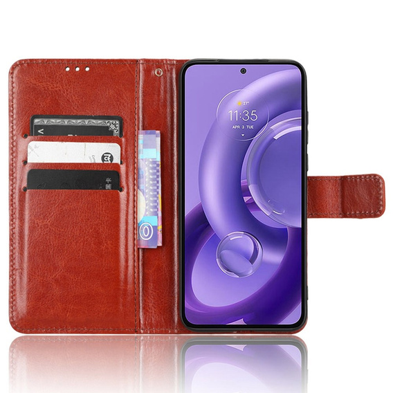 Θήκη με πτερύγιο για Motorola Edge 30 Neo 5G, Crazy Horse Wallet, καφέ