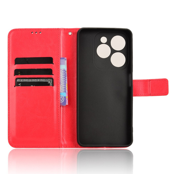 Θήκη με πτερύγιο για Infinix Hot 40i, Crazy Horse Wallet, κόκκινη