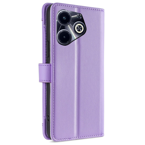 Θήκη με πτερύγιο για Infinix Hot 40i, Wallet Zipper Pocket, μωβ