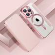 Θήκη με πτερύγιο για iPhone 15 Pro, RFID Wallet MagSafe CamShield, ροζ