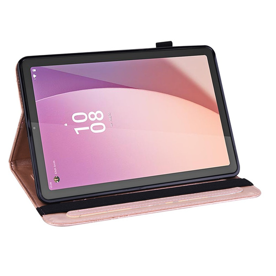 θήκη με πτερύγιο για Lenovo Tab M9, flower, ροζ rose gold