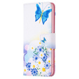 Θήκη με πτερύγιο για OPPO A57 / A57s, Wallet, butterfly & flowers, λευκή