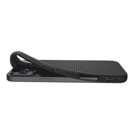θήκη Spigen για iPhone 16, Liquid Air, μαύρη + μετριασμένο γυαλί 9H