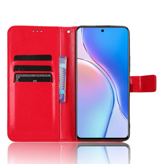 Θήκη με πτερύγιο για Huawei Nova 11i, Crazy Horse Wallet, κόκκινη