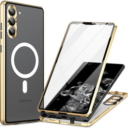 Μαγνητική θήκη MagSafe Dual Glass για Samsung Galaxy S23, χρυσή