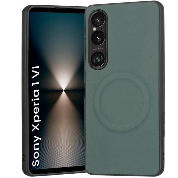 Θήκη για Sony Xperia 1 VI, Leather Hybrid MagSafe, πράσινη