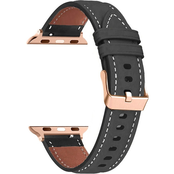 Δερμάτινο λουράκι για Apple Watch 1/2/3/4/5/6/7/8/SE/Ultra 42/44/45/49mm, Μαύρο