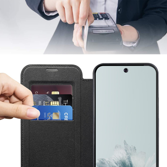 Θήκη με πτερύγιο για Google Pixel 9A, RFID Wallet MagSafe CamShield, μαύρη