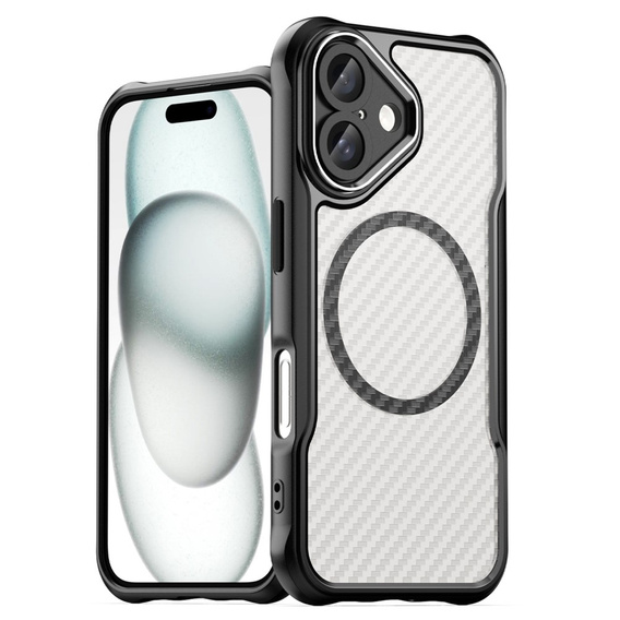 Θήκη για iPhone 16 Plus, Fusion Hybrid Carbon, για MagSafe, μαύρη