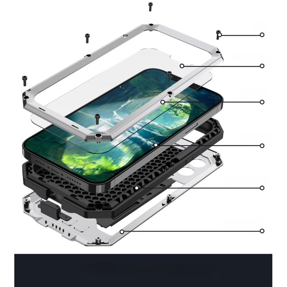 Θήκη για iPhone 13 Pro Max, R-JUST CamShield Slide, θωρακισμένη, ασημένια / μαύρη