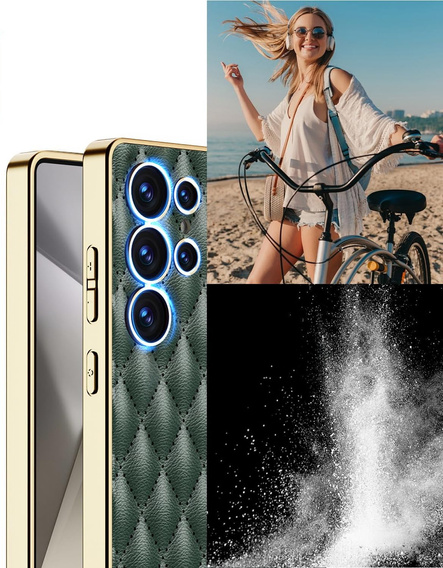 Θήκη για Samsung Galaxy S25 Ultra, Leather Rhombus, πράσινη