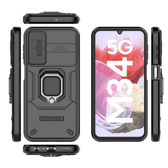 Θήκη για Samsung Galaxy M34, KickStand Camera Lens, μαύρη