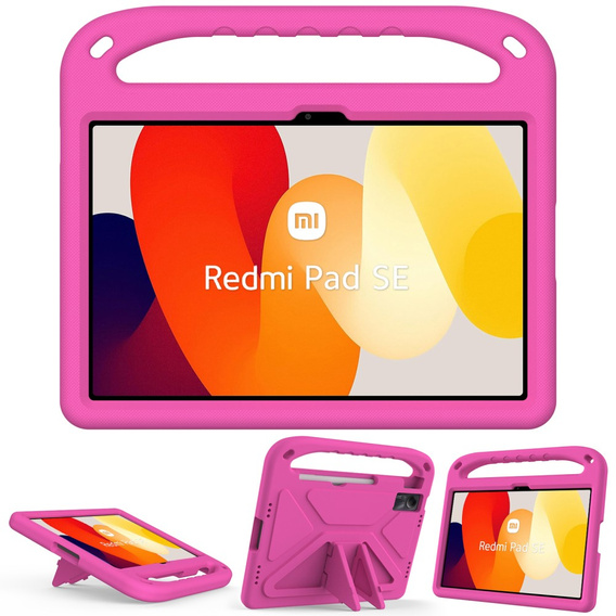 Παιδική θήκη για Xiaomi Redmi Pad SE 11", παιδική θήκη με λαβή, ροζ