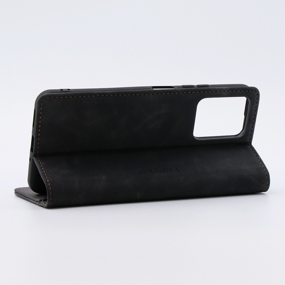 Θήκη για Xiaomi Redmi Note 12 5G / Poco X5 5G, ERBORD Vintage, πορτοφόλι με πτερύγιο, μαύρη