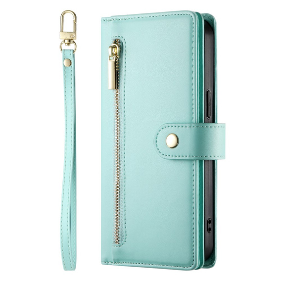 Θήκη με πτερύγιο για Xiaomi Poco X7 Pro 5G, Wallet Zipper Pocket, πράσινη