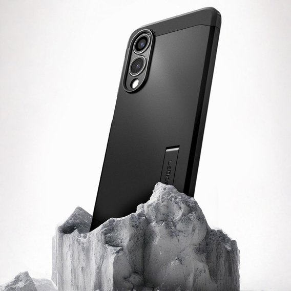 θήκη Spigen για Samsung Galaxy S25 Edge, Tough Armor Mag Mag MagSafe, μαύρη + μετριασμένο γυαλί 9H