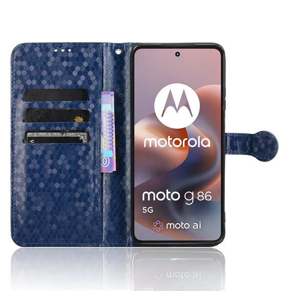 θήκη πτερύγιο για Motorola Moto G86 Power 5G, Wallet Rhombus, μπλε