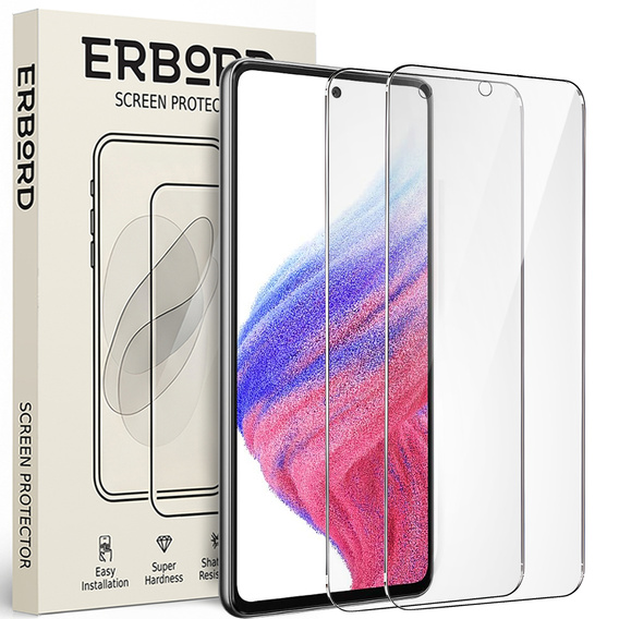 2x Μετριασμένο γυαλί για Samsung Galaxy A53 5G, ERBORD 9H Hard Glass στην οθόνη