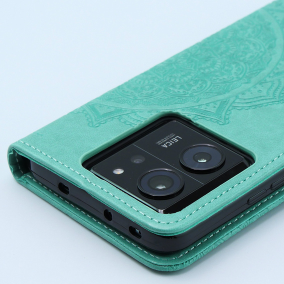 Θήκη με πτερύγιο για Xiaomi 13T / 13T Pro, Mandala, πράσινη