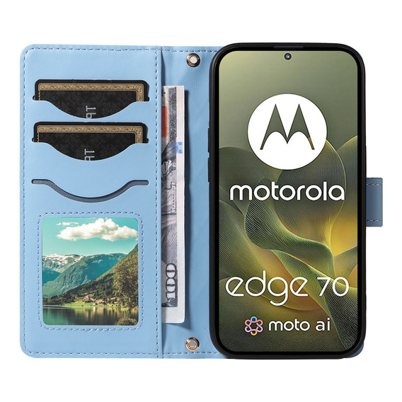 Θήκη με πτερύγιο Rhombus Crossbody Leather για Motorola Edge 70