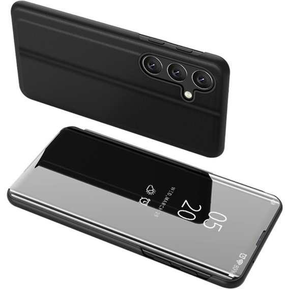 Θήκη για Samsung Galaxy A15, Clear View, μαύρη + γυαλί 9H