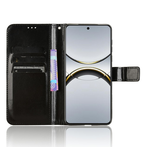 Θήκη με πτερύγιο για Oppo Find X8 Pro, Crazy Horse Wallet, μαύρη
