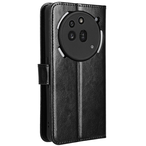 Θήκη με πτερύγιο για Nothing Phone 3A Pro, Crazy Horse Wallet, μαύρη