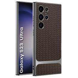 Θήκη για Samsung Galaxy S23 Ultra, GKK Woven Leather, καφές