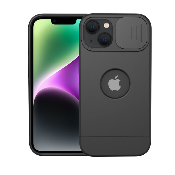 Θήκη ERBORD MagSafe Cam Slider, μαύρη + γυαλί για την οθόνη για iPhone 13 / iPhone 14