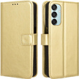 Θήκη με πτερύγιο για Samsung Galaxy M15 5G, Crazy Horse Wallet, χρυσή