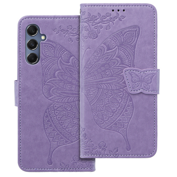 Θήκη με πτερύγιο για Samsung Galaxy M34 5G, Butterfly, μωβ
