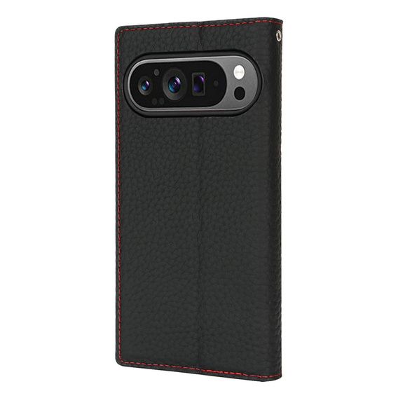 Θήκη με πτερύγιο για Google Pixel 10 / 10 Pro, δέρμα Litchi Grain, μαύρο