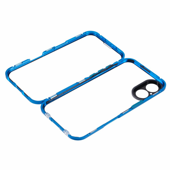 θήκη για το iPhone 16, Magnetic Dual Glass, μπλε