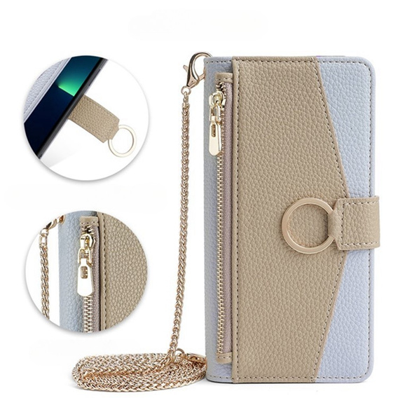 θήκη Wallet Zipper Pocket flip για το Samsung Galaxy A56 5G, Wallet Zipper Pocket, με καθρέφτη, μπλε