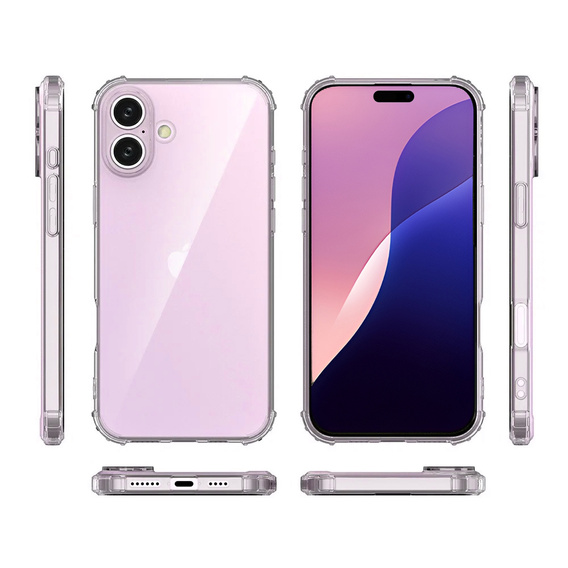 Θήκη για iPhone 16 Plus, Erbord Dropproof, διαφανής + γυαλί