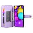 Θήκη με πτερύγιο για iPhone 16 Plus, Wallet Zipper Pocket, μωβ