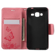 Θήκη με πτερύγιο για Samsung Galaxy J3 2016, Butterfly, ροζ
