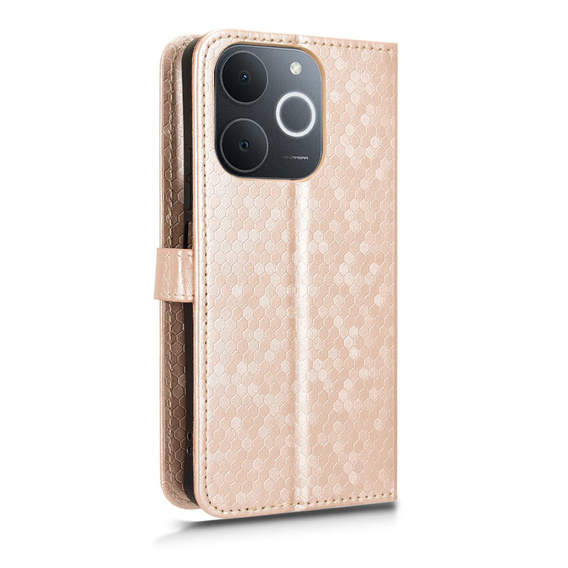 θήκη πτερύγιο για Realme Note 70T 4G, Wallet Rhombus, χρυσή